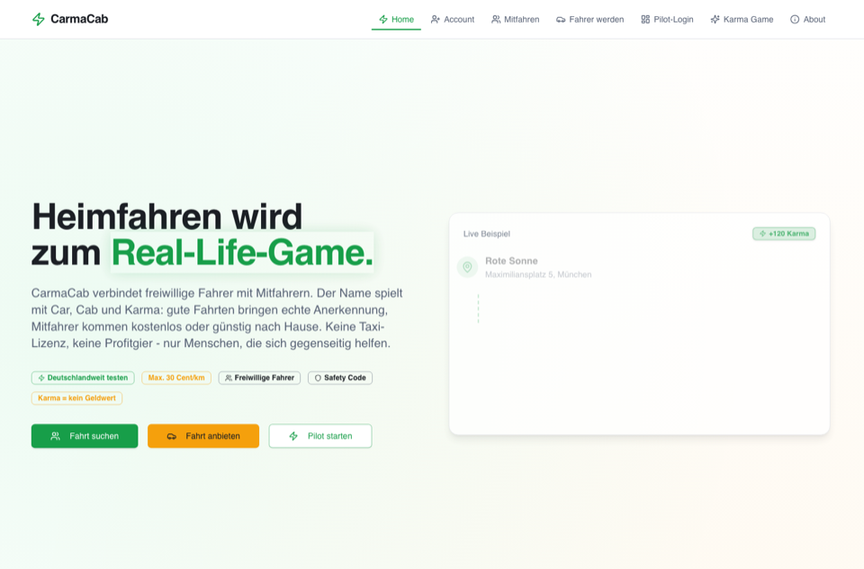 Screenshot of CarmaCab