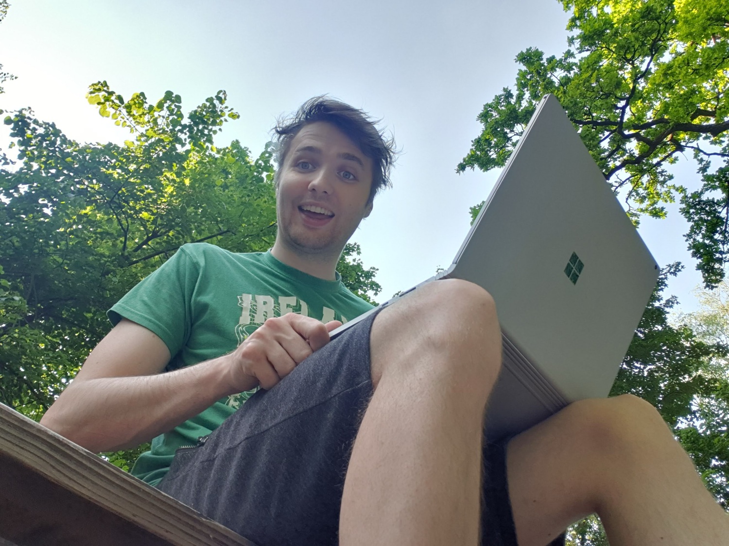 Simon Ruane working remotely with a laptop